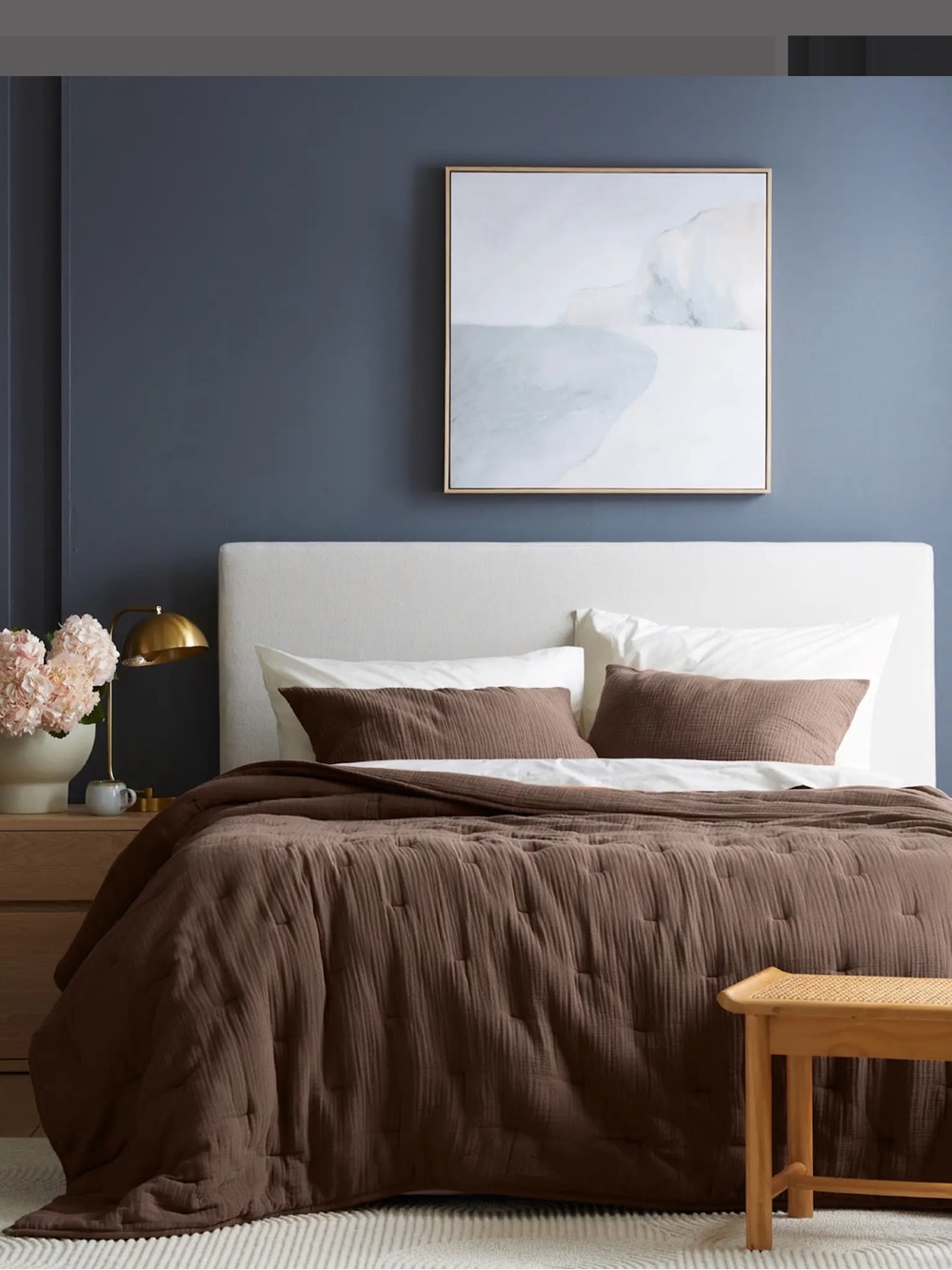 NWT Quince Chocolate Brown Organic Cotton Gauze Duvet Cover and Sham Set!